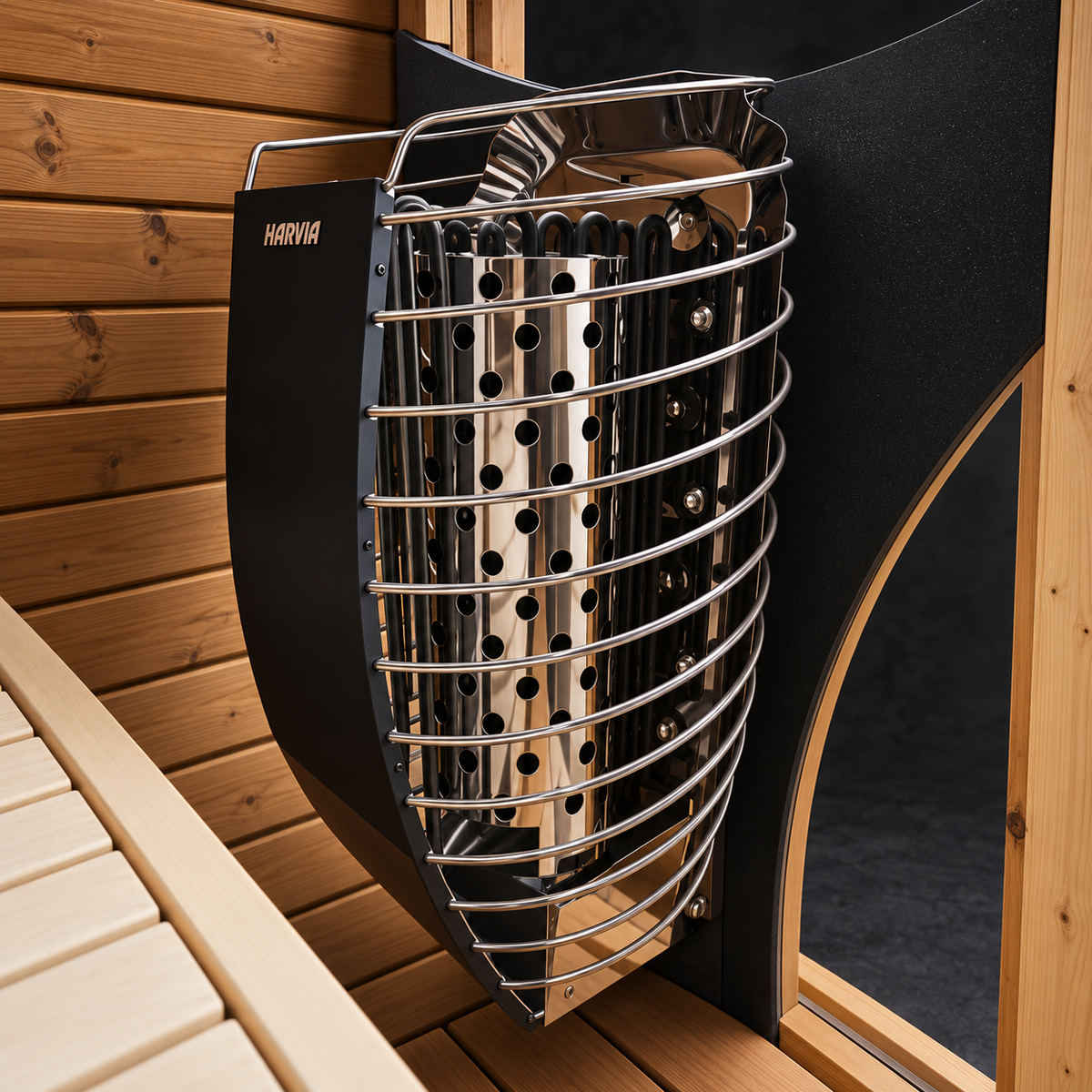 9kW Harvia Spirit heater inside Solen Plus