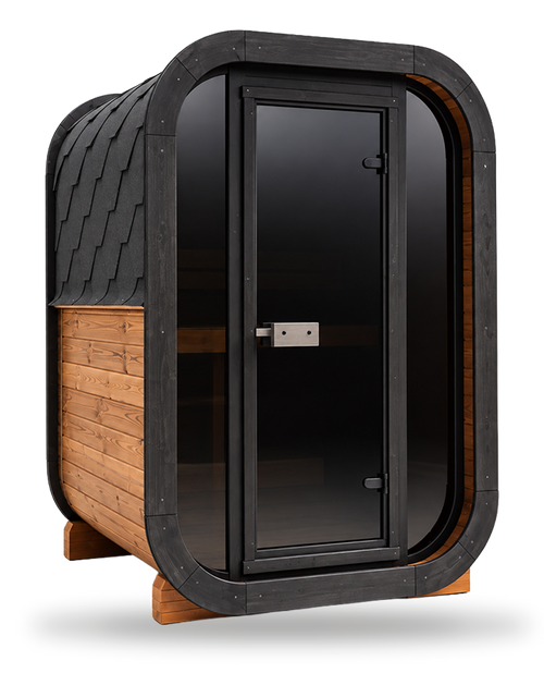 Solen two-person traditional outdoor sauna, studio shot